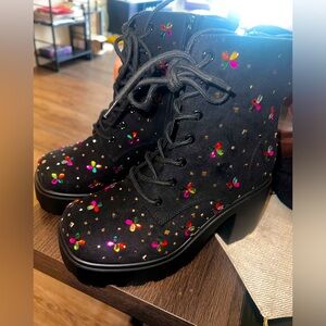 Lace up heeled velvet boots Betsey Johnson X Torrid.